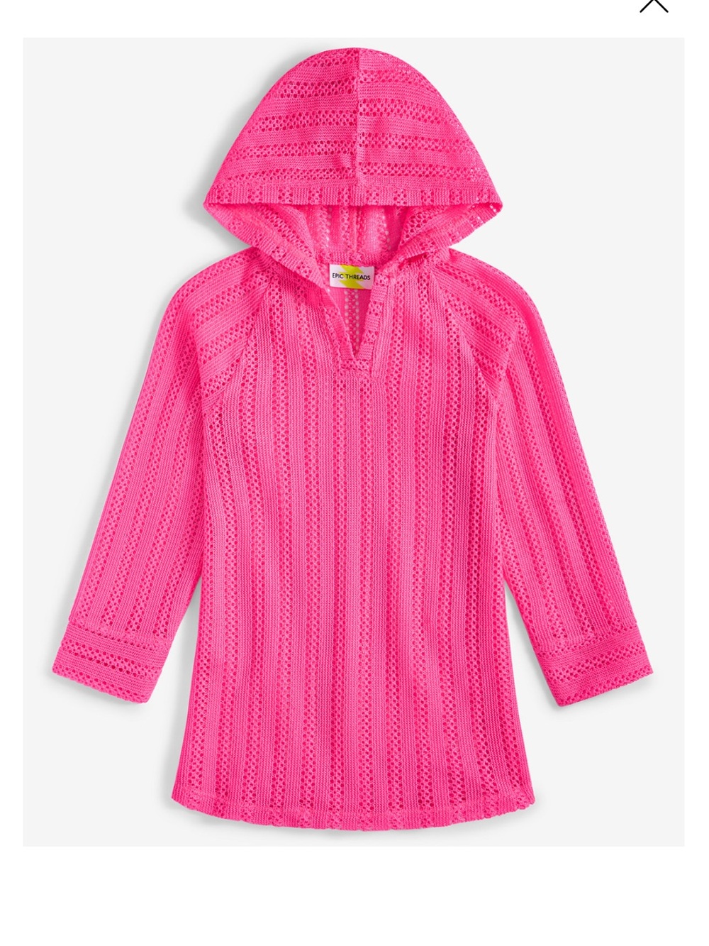 Epic Threads Hot Pink Hooded Kids Swim Coverup NWOT